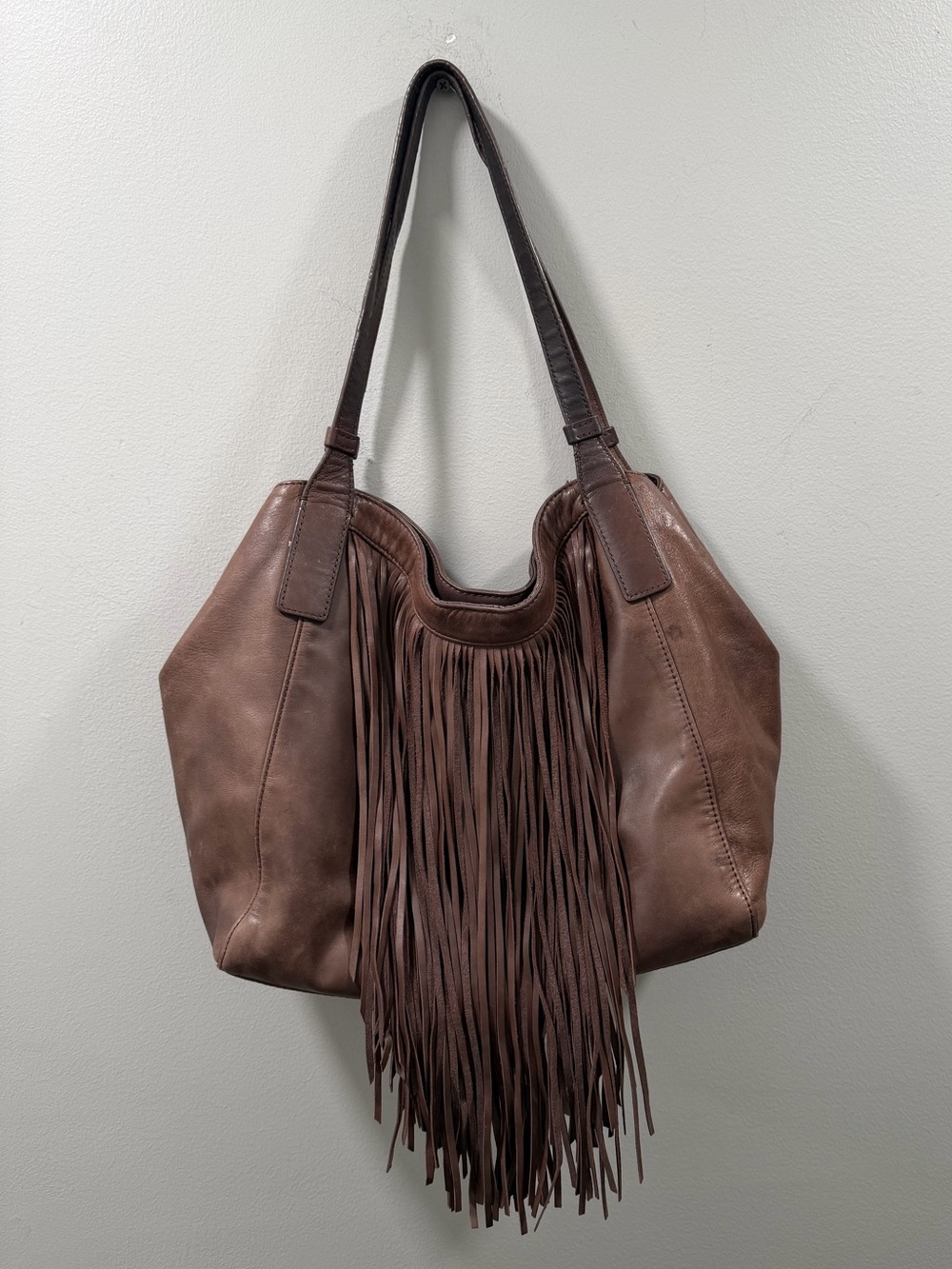 Frye ray Fringe genuine Leather Shoulder Bag - Brown purse